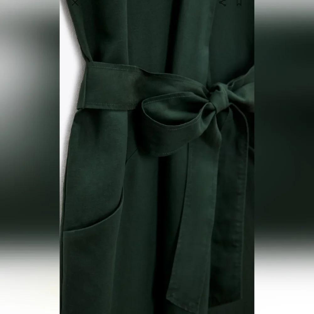 ZARA Belted Midi Linen Blend Dress Sz-XL - Picture 7 of 12